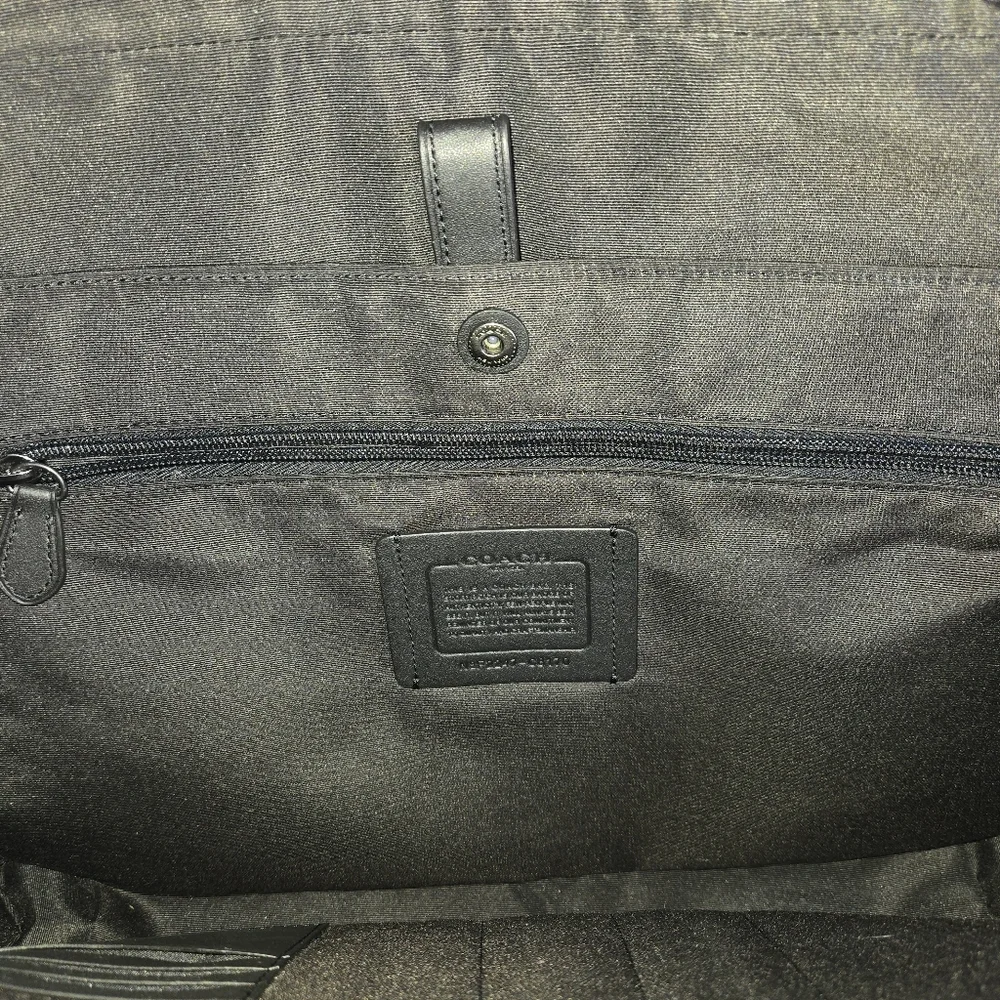 Coach Black Leather Graham Slim Briefcase with Gunmetal Accent Hardware C8170